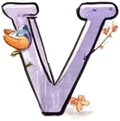 the letter v is decorated with flowers and leaves.jpg